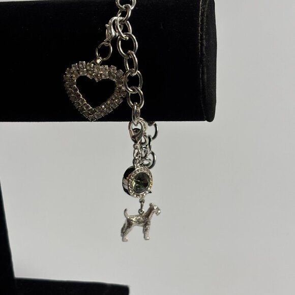 Y2K Charm Bracelet in Silver Tone with Cute Charms Dog Heart Rhinestone - Picture 2 of 12